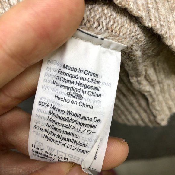 J. Crew Mens 1/4 Zip Sweater Merino Wool Stretch Beige Oatmeal Size M - Picture 7 of 9